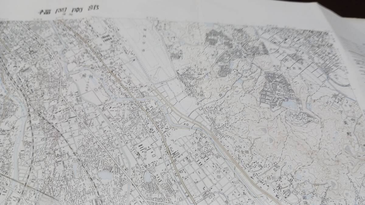 福岡南部　福岡県　古地図　 地形図　地図　資料　46×57cm　　明治33年測量　　昭和52年印刷　発行　B2403_画像6