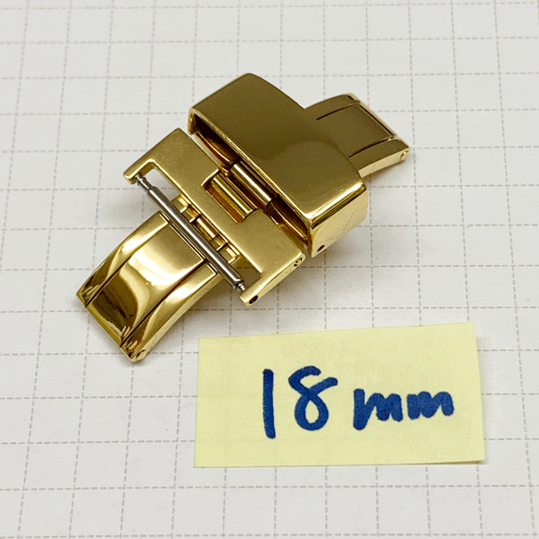 D пряжка N SS( желтое золото металлизированный ) 18mm бабочка / двустворчатая дверь не использовался * долгое время ликвидация запасов товар 