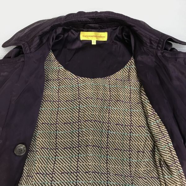 CATHERINE MALANDRINO/ Katharine ma laundry no* silk 75%/ high class long height trench coat [ lady's S/ purple /purple]Jacket/Jumper*pBH596