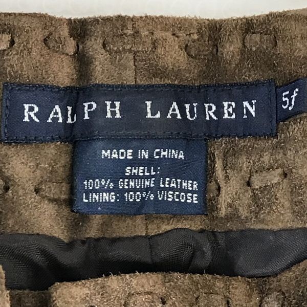 10 ten thousand tag attaching new old goods *RALPH LAUREN* cow leather / leather ntsu[Women\'s size-5F/L~XL/ length of the legs 80cm/ tea /Brown] original leather / Rider's /Pants/Trousers*XBH228