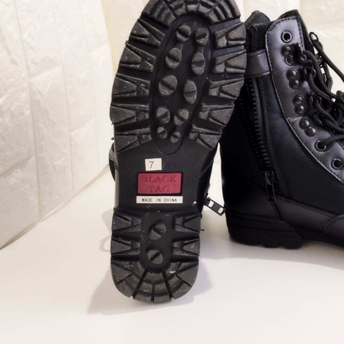 ブーツ BLACK TAC ブラックタック サイズ7 25.0cm サイドジップ タクティカルブーツ ミリタリーブーツ ブラック 靴 ヒール 3.5 高さ 21.5_画像6