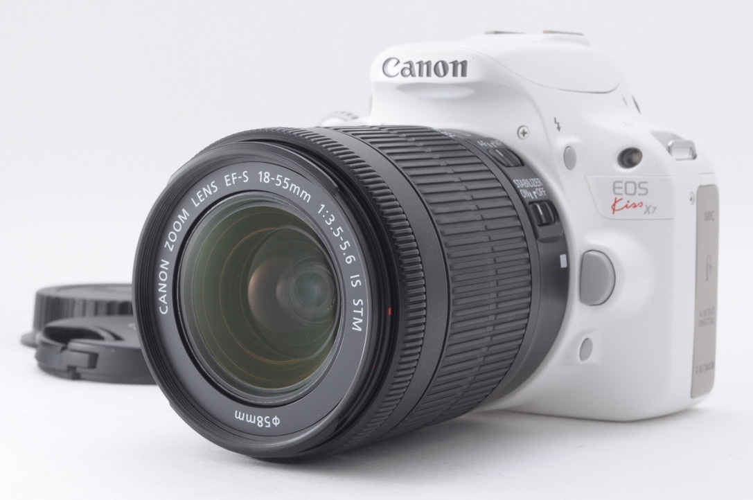 Canon キヤノン EOS Kiss X7 ホワイト レンズキット 新品SD32GB付き iPhone転送 ショット数4769回