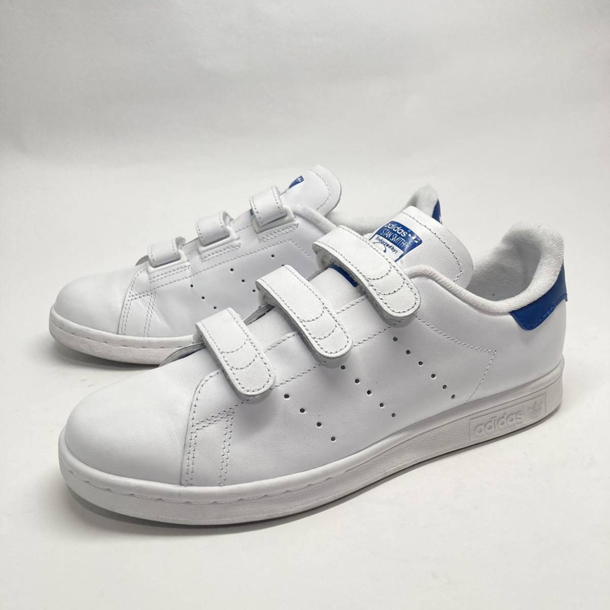 即決!! 18製 adidas STAN SMITH CF レザー 白 青 S80042 24.5cm / アディダス スタンスミス ベルクロ コンフォート_画像1