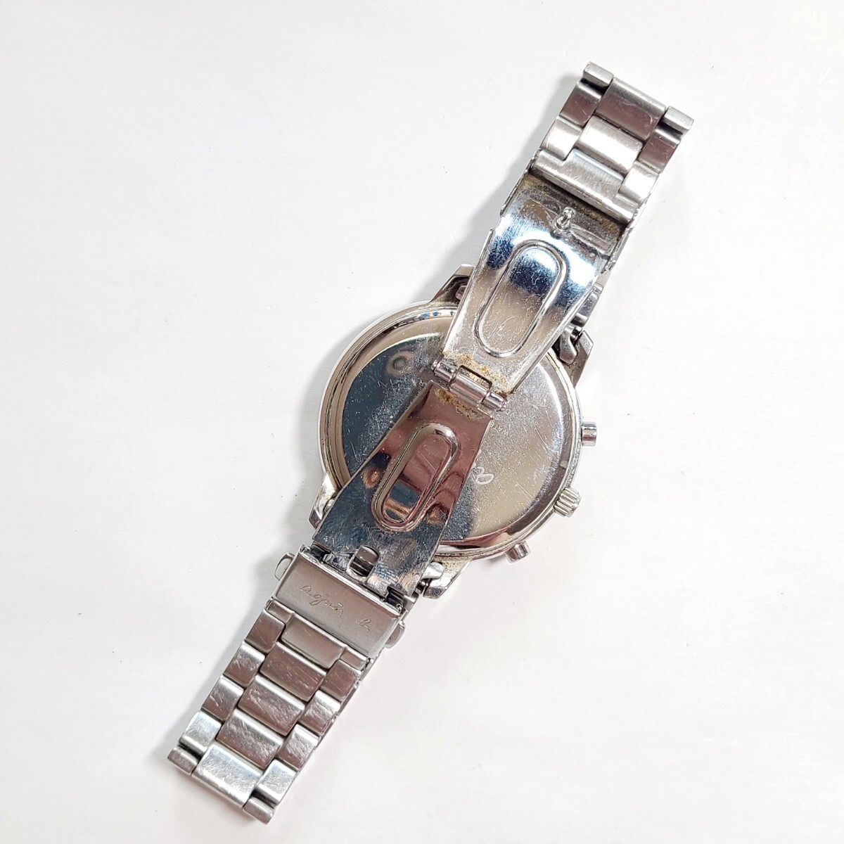 CM57LL agnes b. アニエスベー VD53-KWB0 腕時計 クロノグラフ クォーツ リストウォッチ シルバー ネイビー文字盤 メンズウォッチの画像3