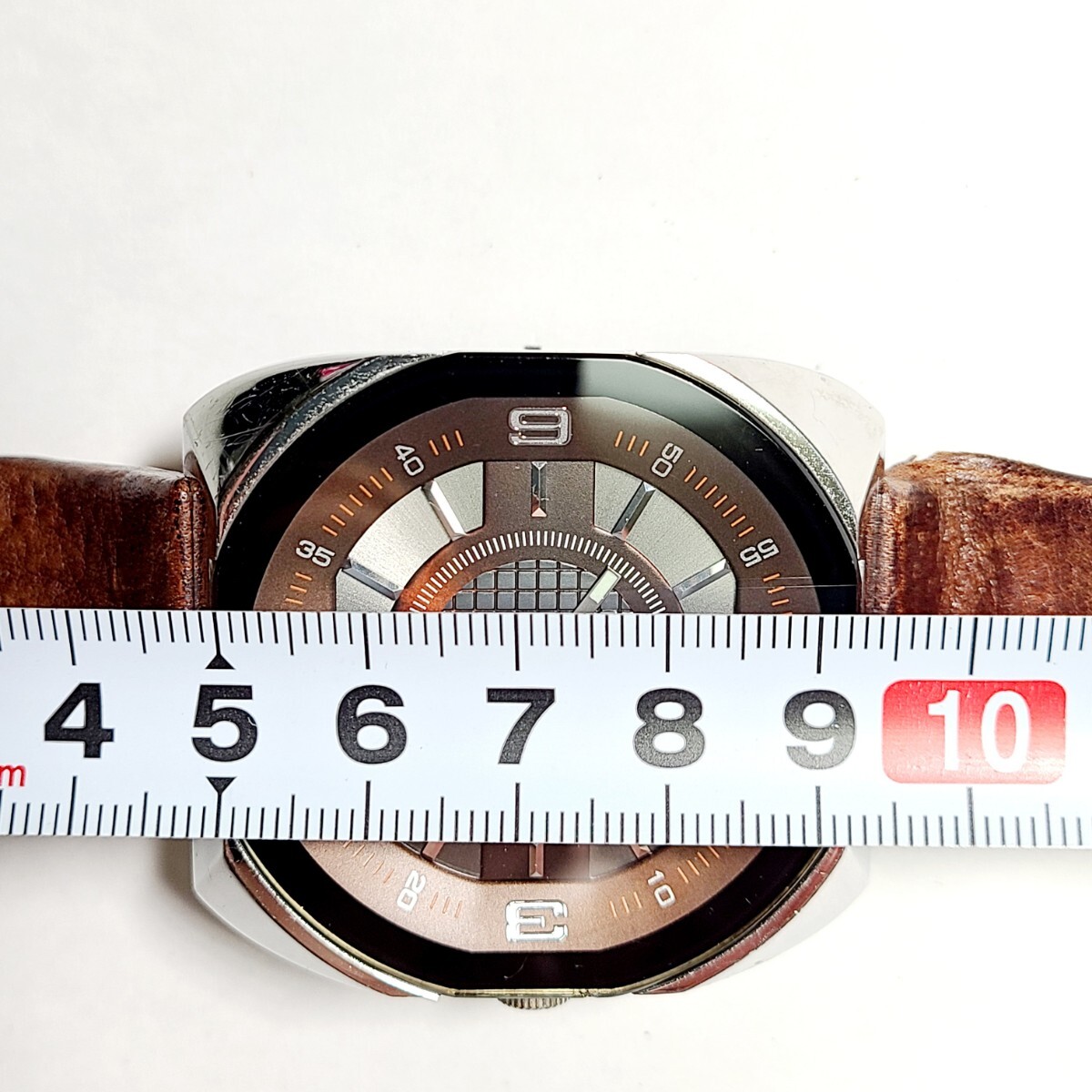 CM60LL DIESEL diesel DZ1118 wristwatch rare thing Vintage that time thing teka thickness huge case quartz leather belt Brown men's watch 