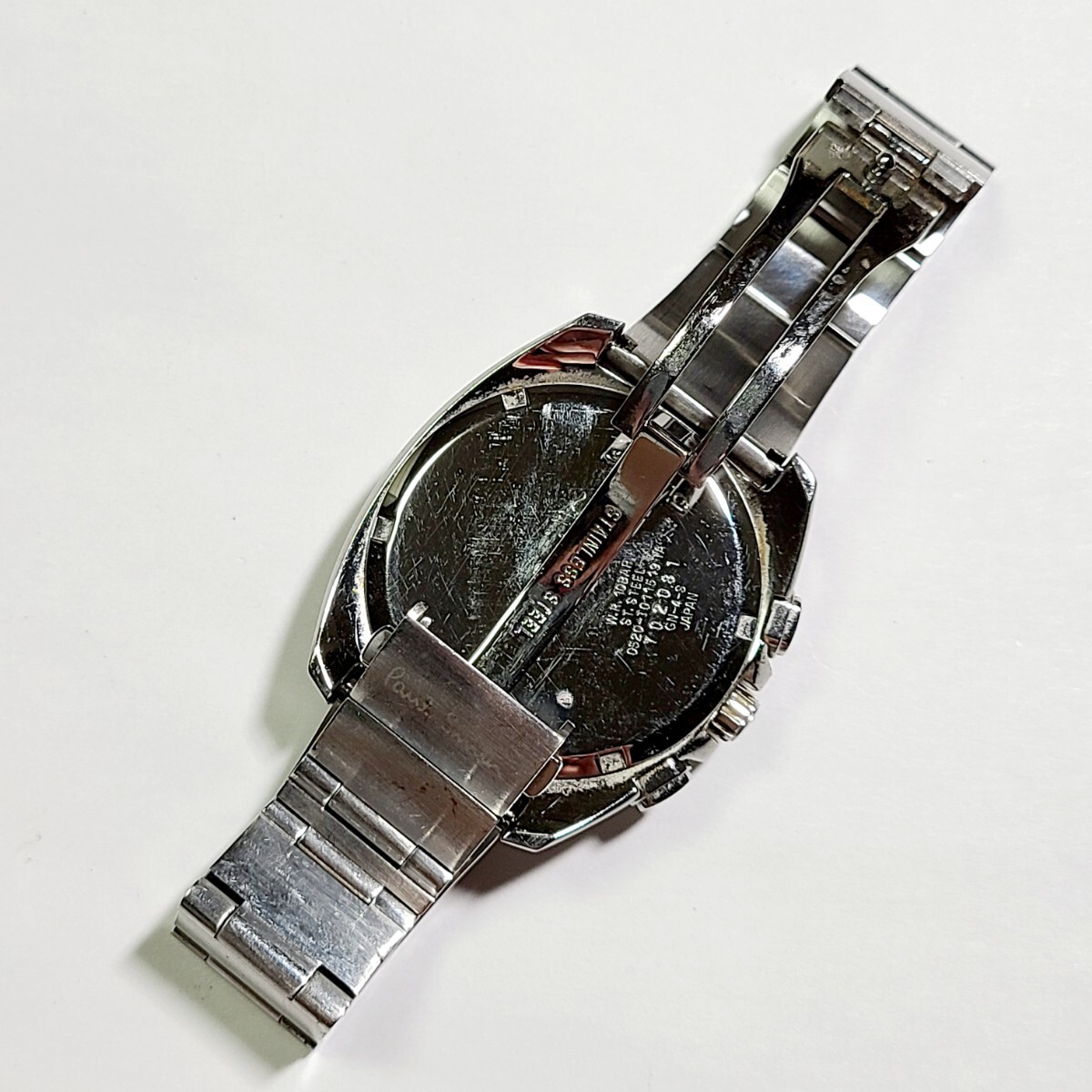 CM90LL Paul Smith ポールスミス 0520-T011519 TA 腕時計 クロノグラフ クォーツ デイト レッド文字盤 赤系 シルバー メンズ_画像3