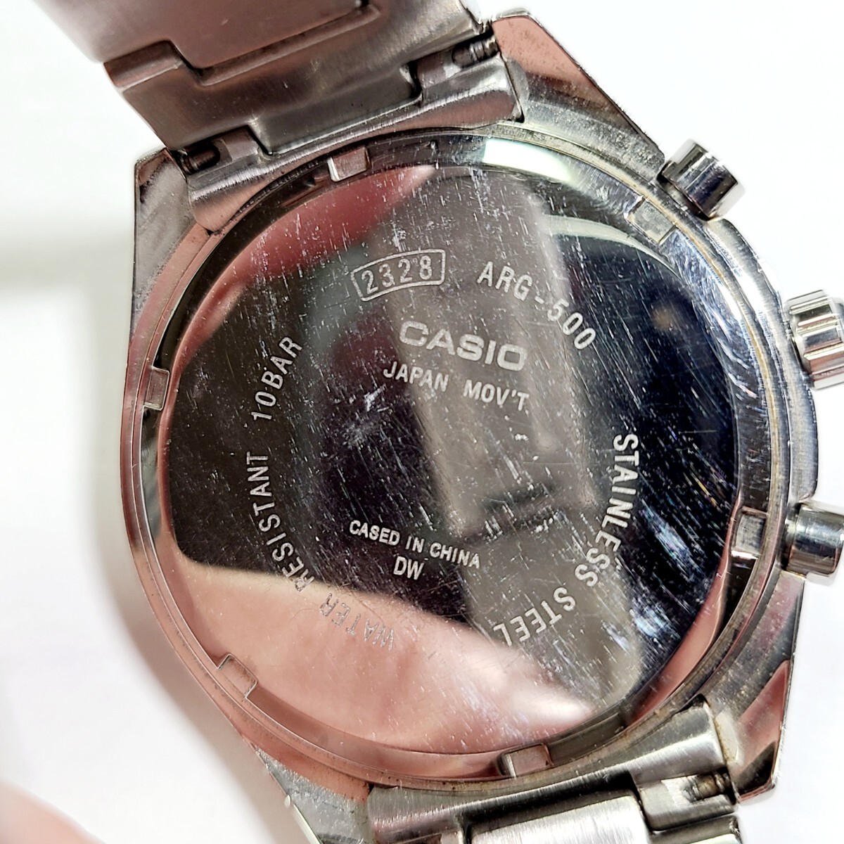 CM91LL CASIO カシオ アージェント ARG-500 腕時計 リストウォッチ クロノグラフ クォーツ ブラック文字盤 シルバー デイト 10気圧防水の画像4