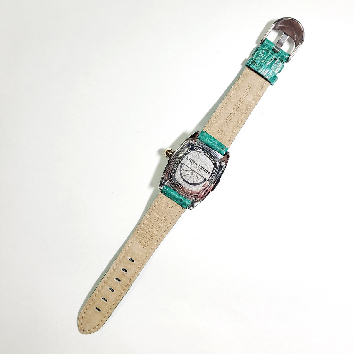 CM96LL イタリア製 Ritmo latino MILANO リトモラティーノ クォーツ クロノグラフ 腕時計 リストウォッチ クロコダイル 本革 グリーンの画像3