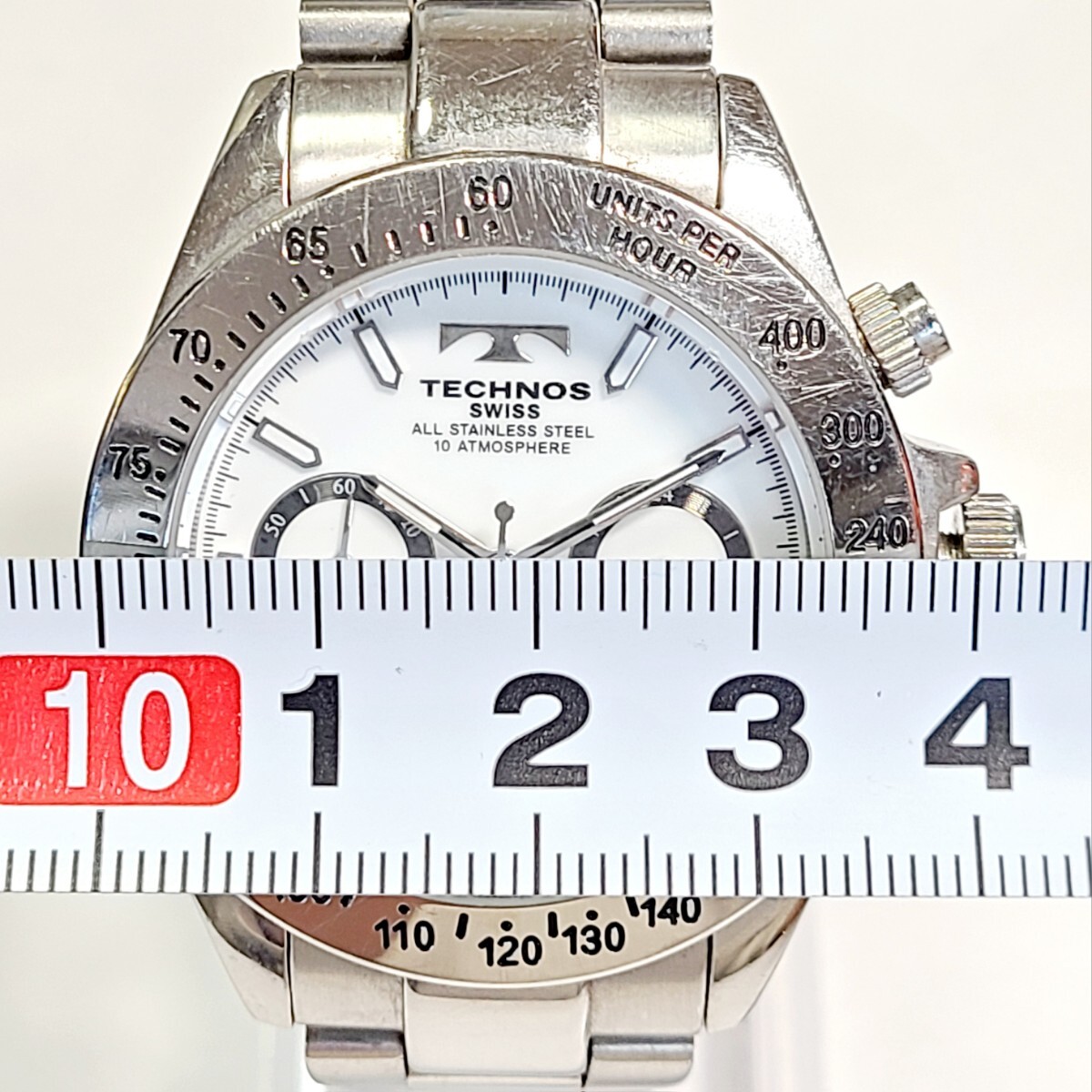 CM199LL TECHNOS テクノス TGM615 腕時計 クロノグラフ クォー ツ ホワイト文字盤 シルバー メンズウォッチ 10気圧防水の画像5