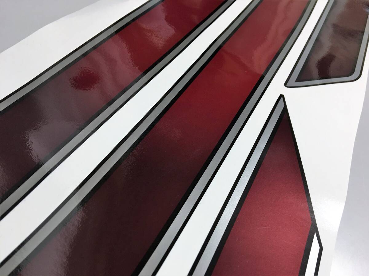 ZRX400・ZRX-Ⅱ 全年式共通 E4風ラインステッカーセット 印刷タイプ グラデーションキャンディレッド/シルバー 外装デカール