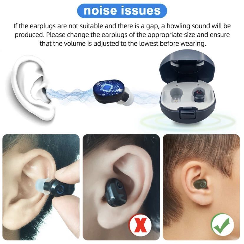 [ next day shipping ]... rechargeable pair hearing aid height sound quality noise reduction low cycle cut ear hole type black light times ~ -ply times for 