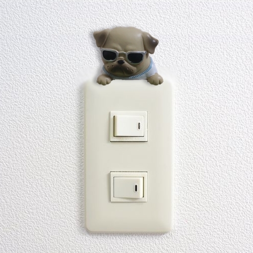パグちゃん ビッグボスver 3D 立体 ウォールステッカー スイッチフレーム インテリア 雑貨 装飾 スイッチ コンセント 照明 電気 壁