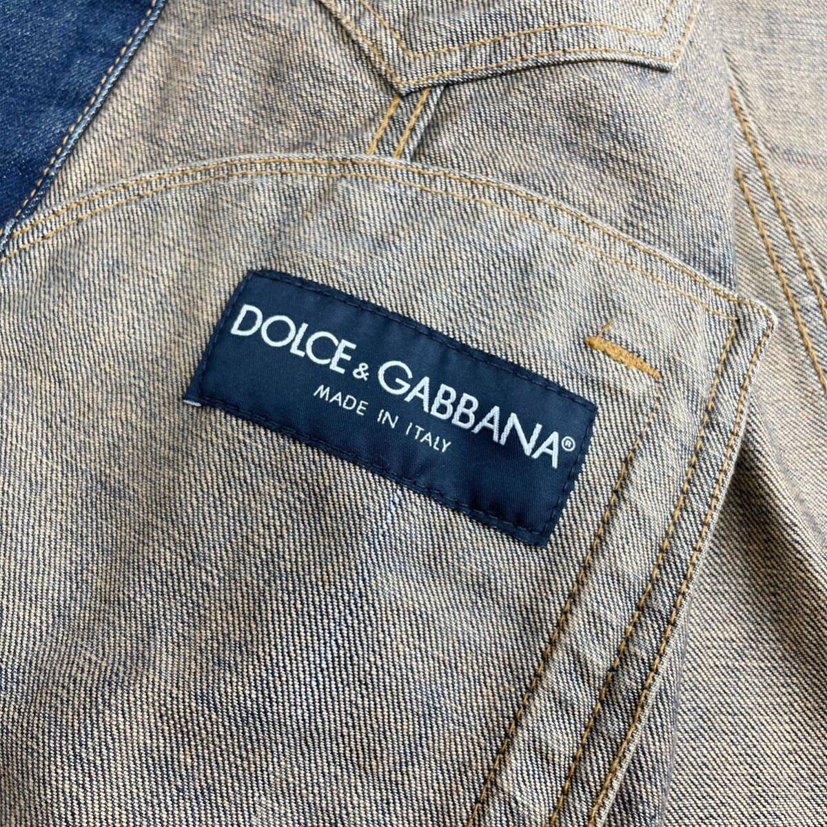 美品◇DOLCE&GABBANA ドルチェアンドガッバーナ◇ダメージ＆ヴィンテージ加工 デニムジャケット/Gジャン メンズ サイズ44 インディゴブルー_画像8