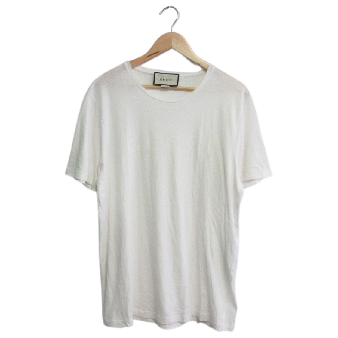 ほぼ美品 GUCCI グッチ 半袖 ロゴプリント クルーネック Tシャツ カットソー 大きいサイズ XXL 441685 ホワイト_画像1