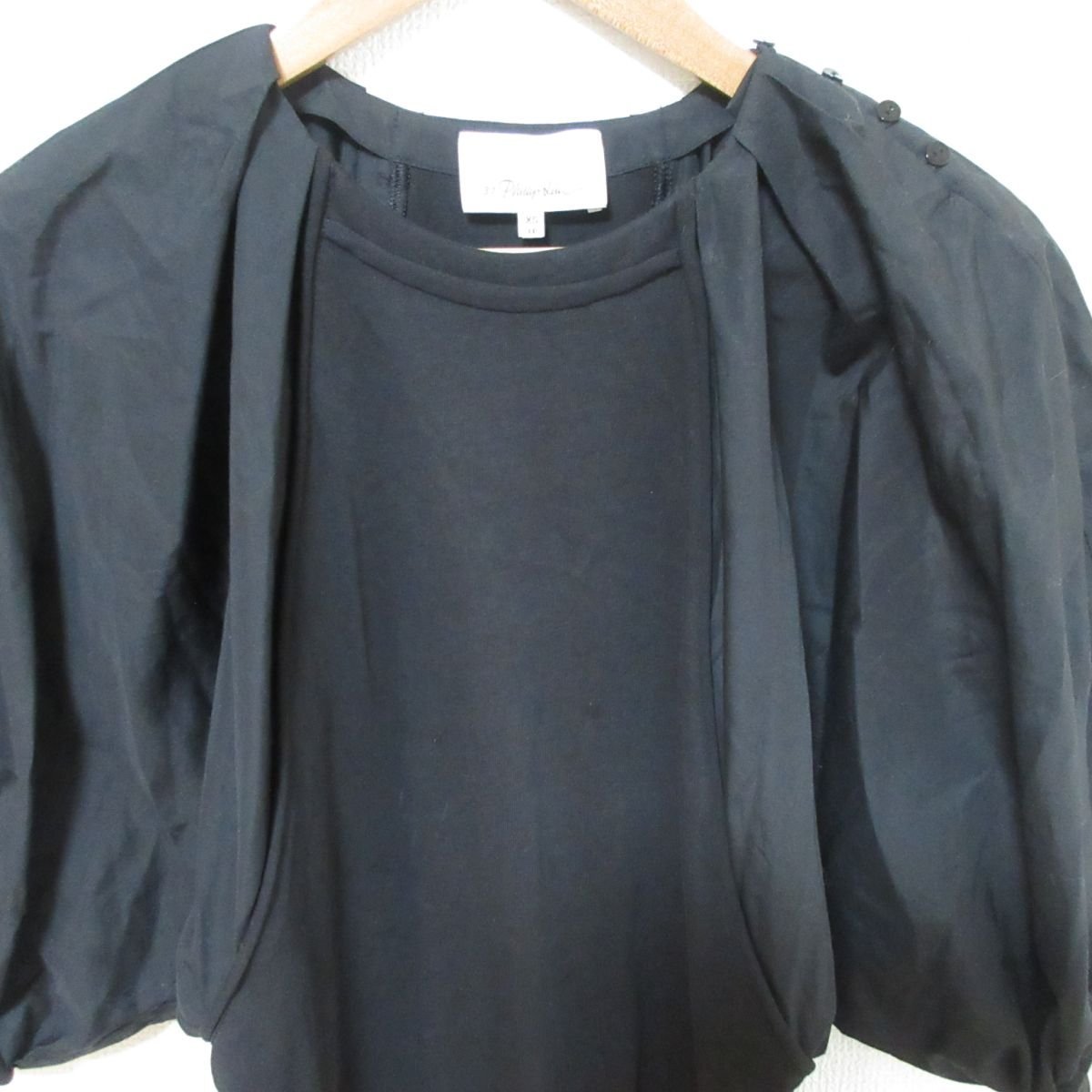  beautiful goods 3.1 phillip lim 3.1 Philip rim puff sleeve switch short sleeves knee on height One-piece size XS black *