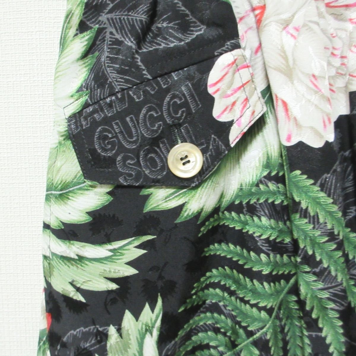  beautiful goods 21SS GUCCI Gucci HAWAIIAN-PRINT SILK SHORTSbotanikaru pattern Hawaiian print silk shorts short pants 38 black 024