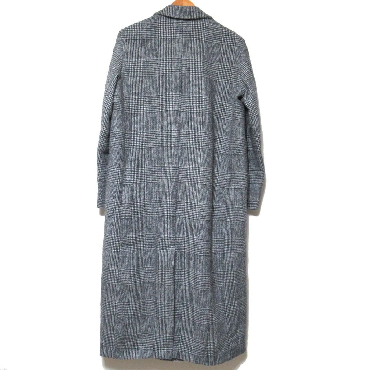 美品 19AW WEEKEND Max Mara ウィークエンドマックスマーラ グレンチェック柄 ダブルブレスト ロングコート F38 ブラック×ホワイトの画像2