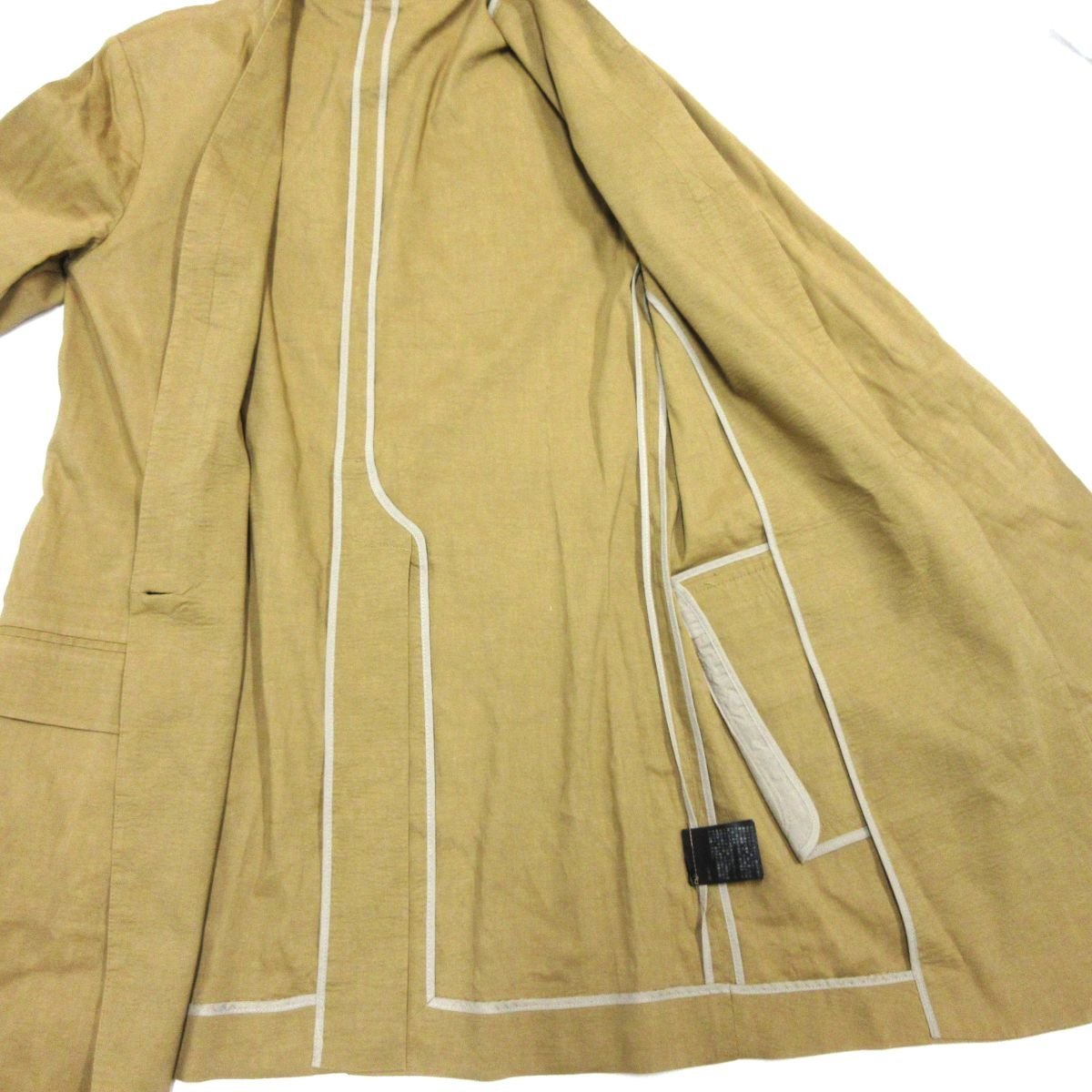 美品 Theory セオリー FLUID JACKET リネンブレンド ストレッチ ロング丈 1B ノーカラージャケット 2 ベージュ_画像5