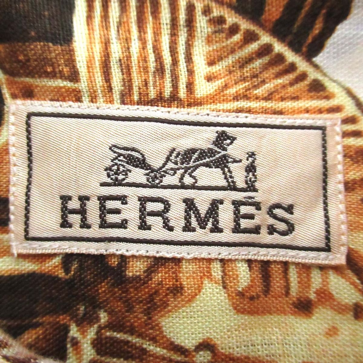 美品 HERMES エルメス PERSONA ペルソナ セリエボタン リネン 長袖 BDシャツ ボタンダウン シャツ メンズ 38サイズ マルチカラー_画像7