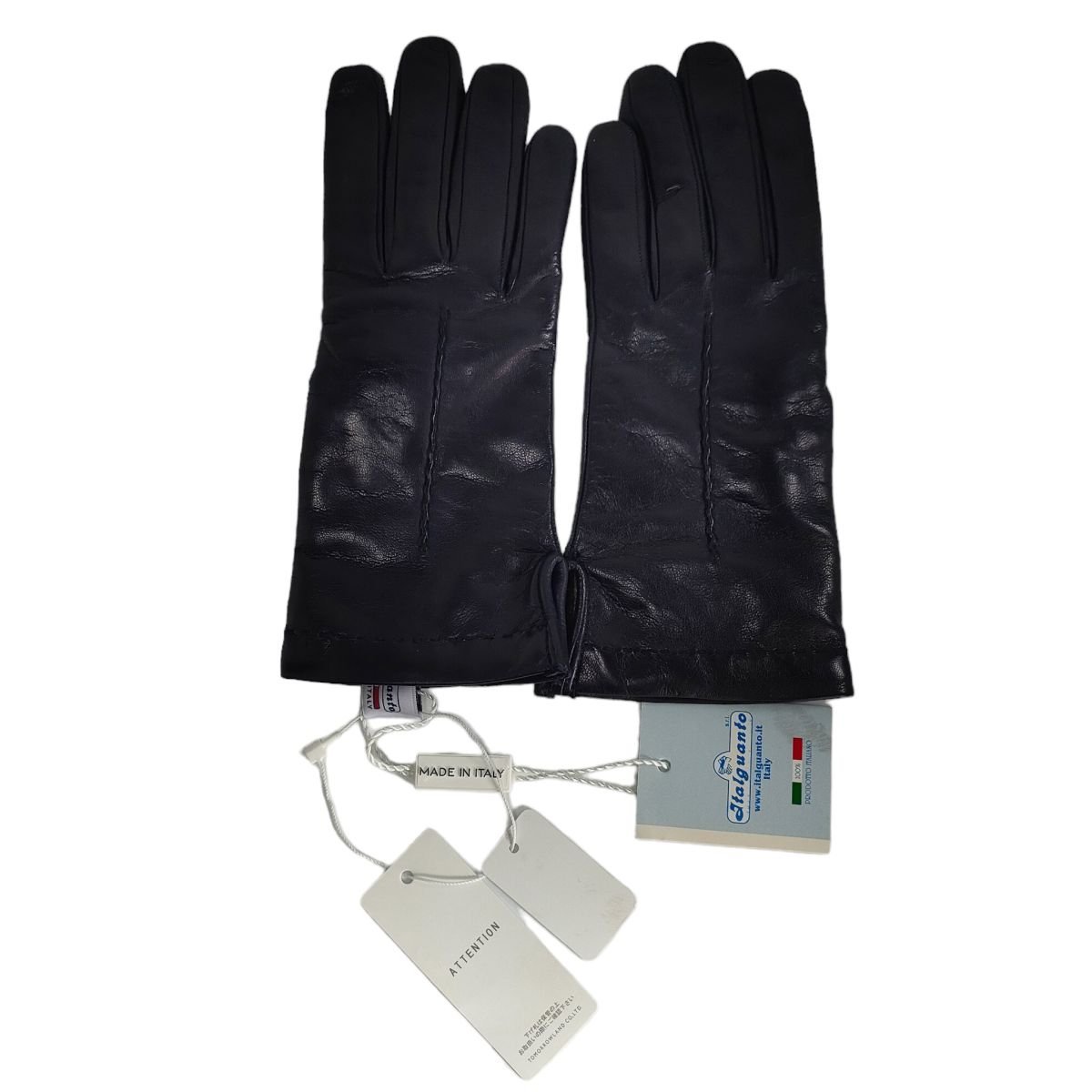  new goods unused Italguantoitarug Anne to sheepskin lining cashmere 100% leather glove gloves F dark navy J0203