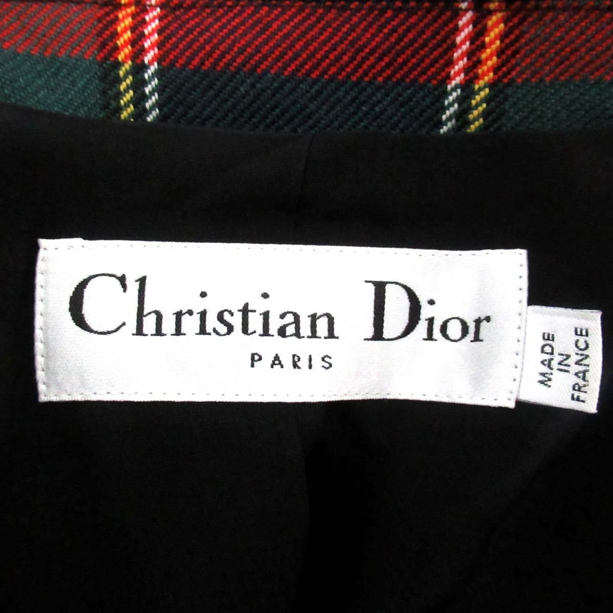  прекрасный товар Christian Dior Christian Dior балка Gin шерсть tartan в клетку двойной breast балка жакет F36 оттенок красного 