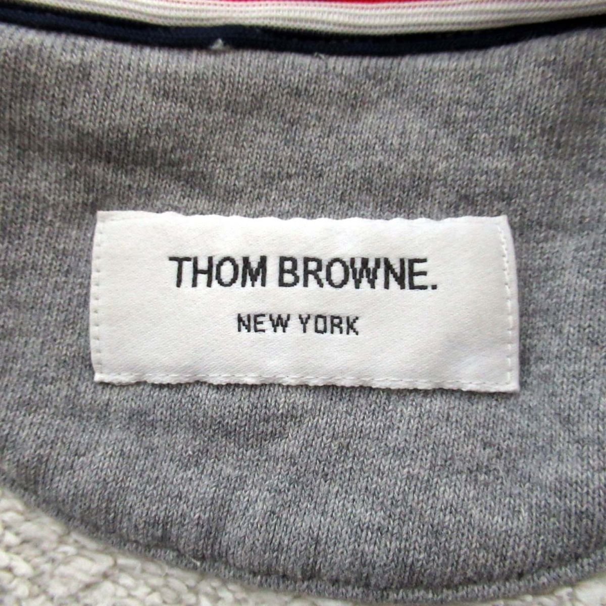 クリーニング済 美品 THOM BROWN トムブラウン 裏パイル地 3ライン スウェット パーカー プルオーバー 1サイズ グレー_画像8