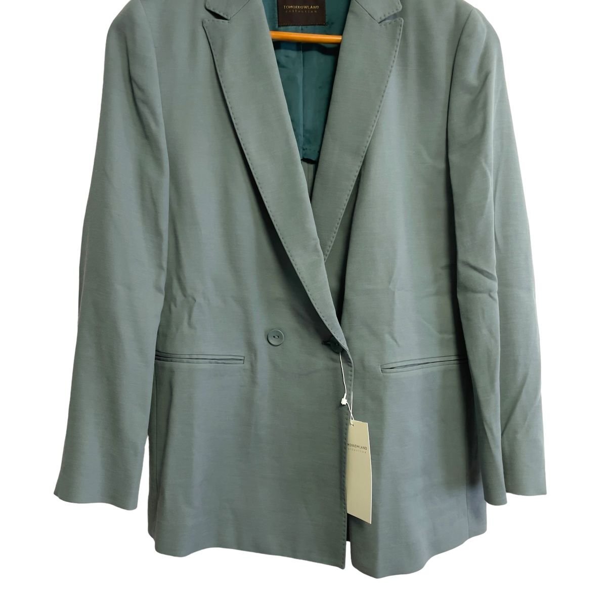  неиспользуемый  22AW TOMORROWLAND collection ... Roland  ... стрейч   двойной  ... отдых   пиджак  36  зеленый ◆