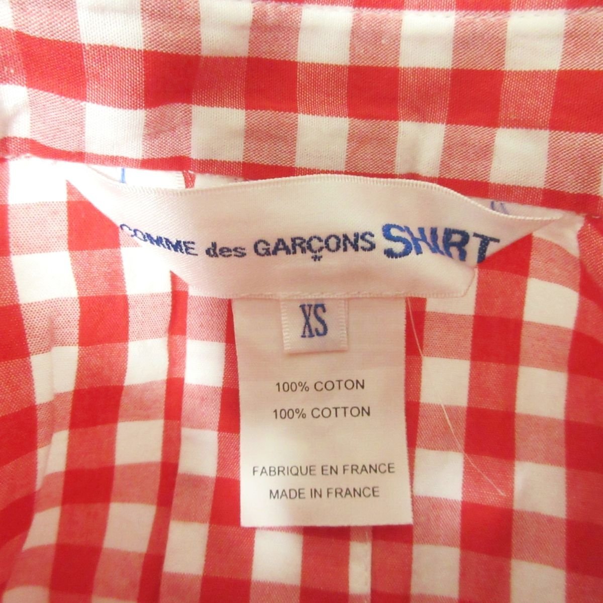 美品 COMME des GARCONS SHIRT コムデギャルソンシャツ ギンガムチェック柄 バックボタン 半袖 シャツ XS レッド×ホワイト 031_画像3