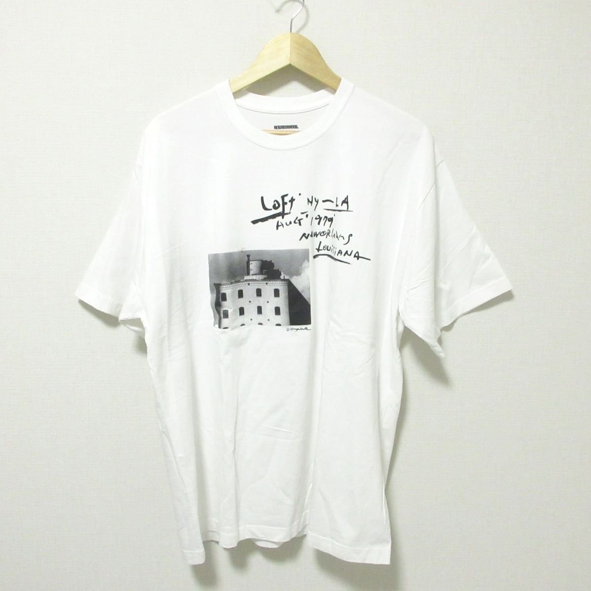 美品 NEIGHBORHOOD ネイバーフッド 半袖 プリント Tシャツ カットソー XL ホワイト 031_画像1