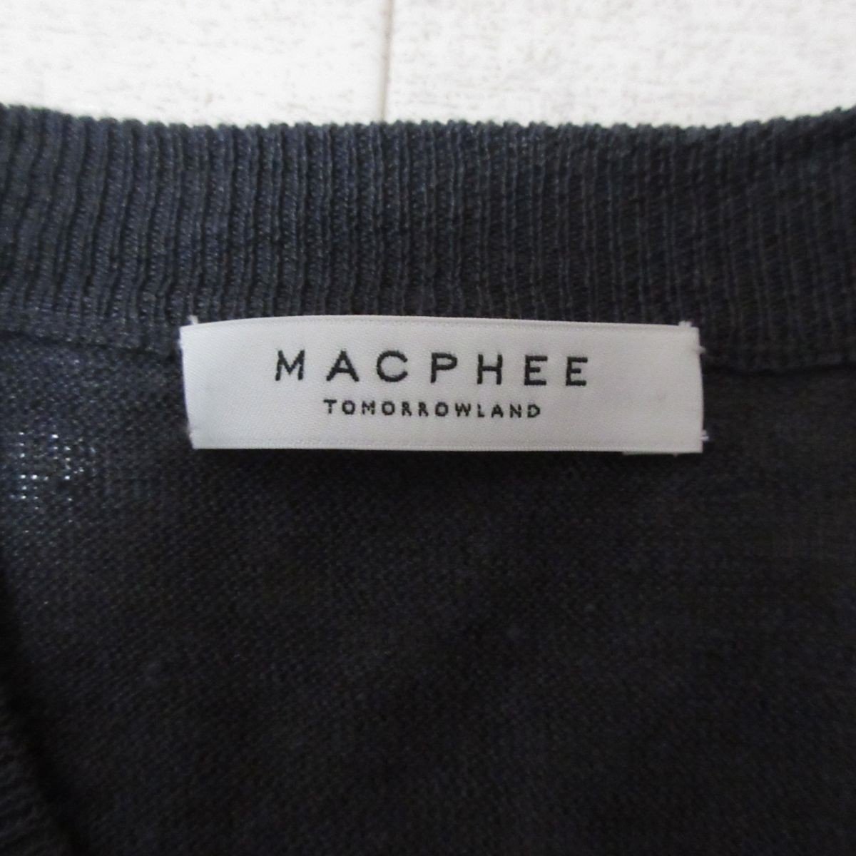  прекрасный товар 22SS MACPHEE McAfee Tomorrowland простой linen вырез лодочкой кардиган M серый *