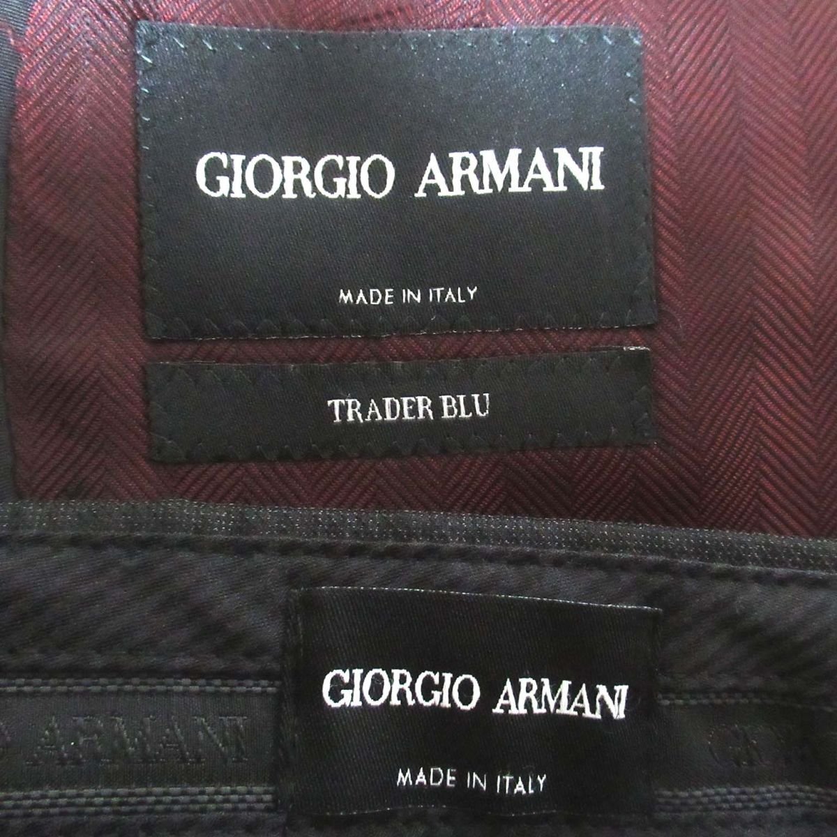 美品 19SS GIORGIO ARMANI ジョルジオアルマーニ TRADER BLU テーラードジャケット+スラックスパンツ スーツ セットアップ 56Rの画像9