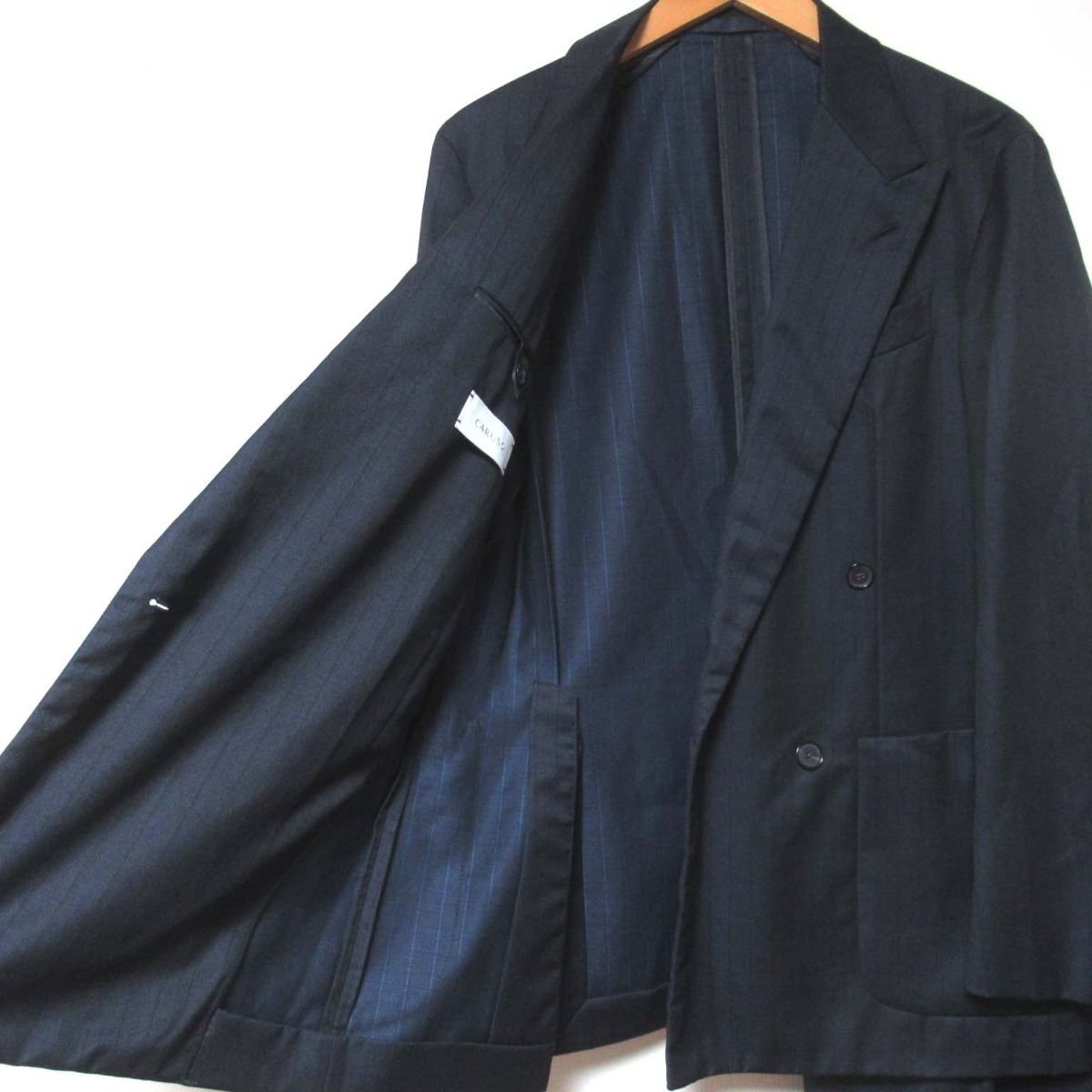  прекрасный товар CARUSOka Roo zobutterfly бабочка в тонкую полоску рисунок tailored jacket + слаксы брючный костюм выставить 46R темно-синий 