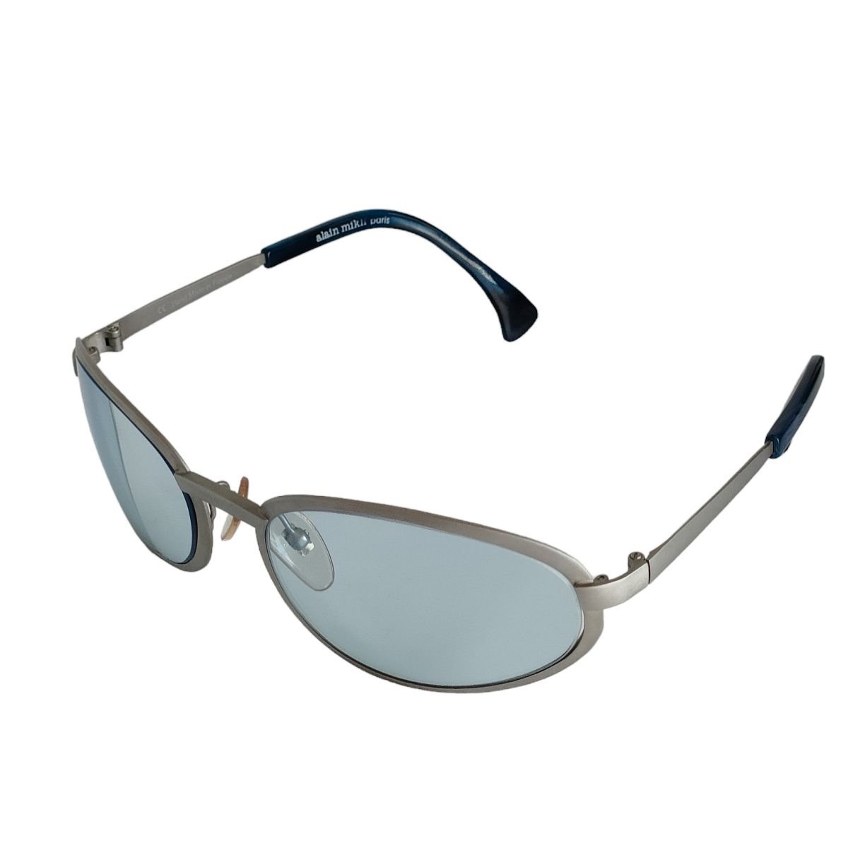 美品 alain mikli アランミクリ メタルフレーム サングラス 眼鏡 アイウェア 3233 シルバー×ブルー J0104の画像5