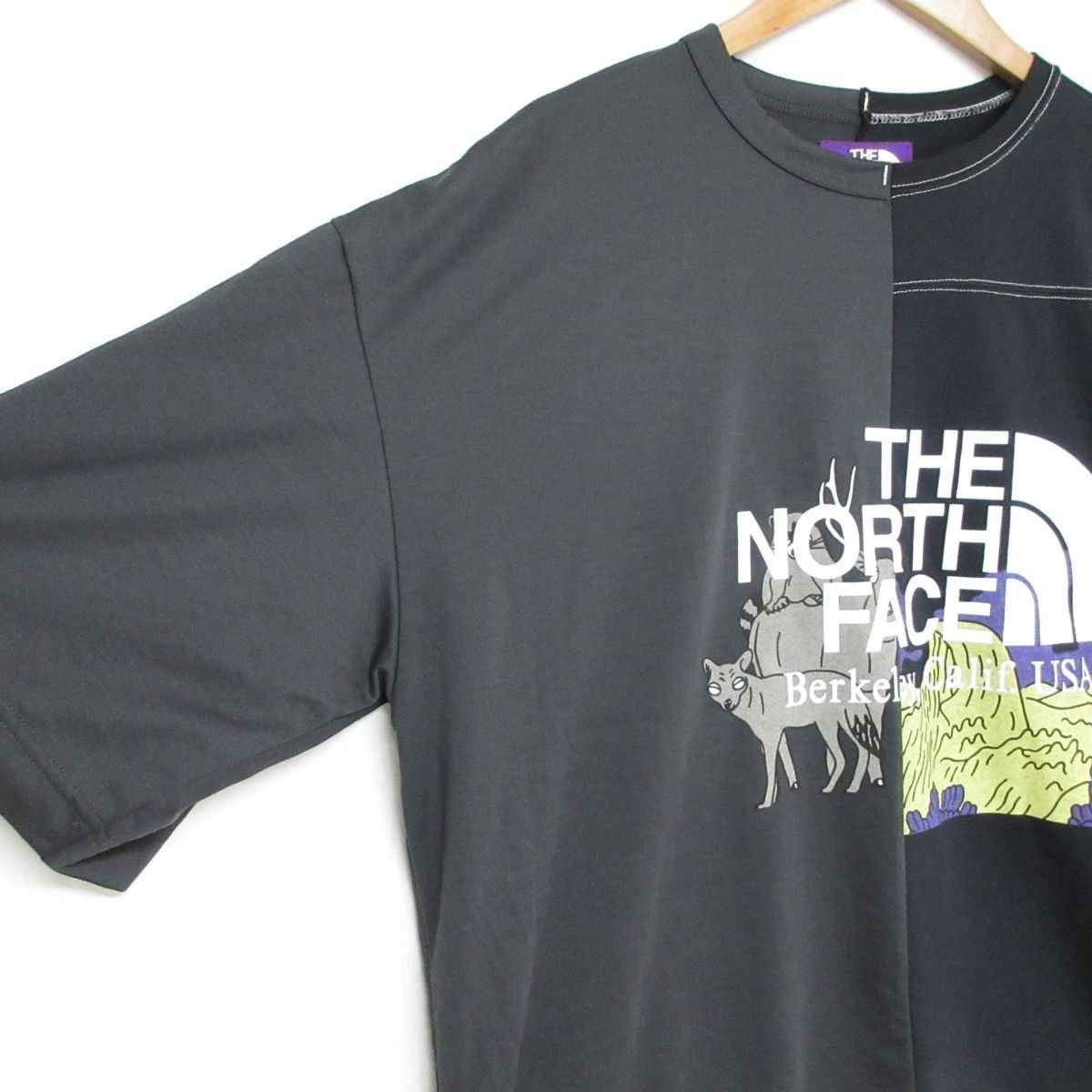 新品同様 THE NORTH FACE ノースフェイス パープルレーベル クレイジー H/S ロゴTシャツ オーバーサイズ カットソー NT3009N M ブラックの画像4