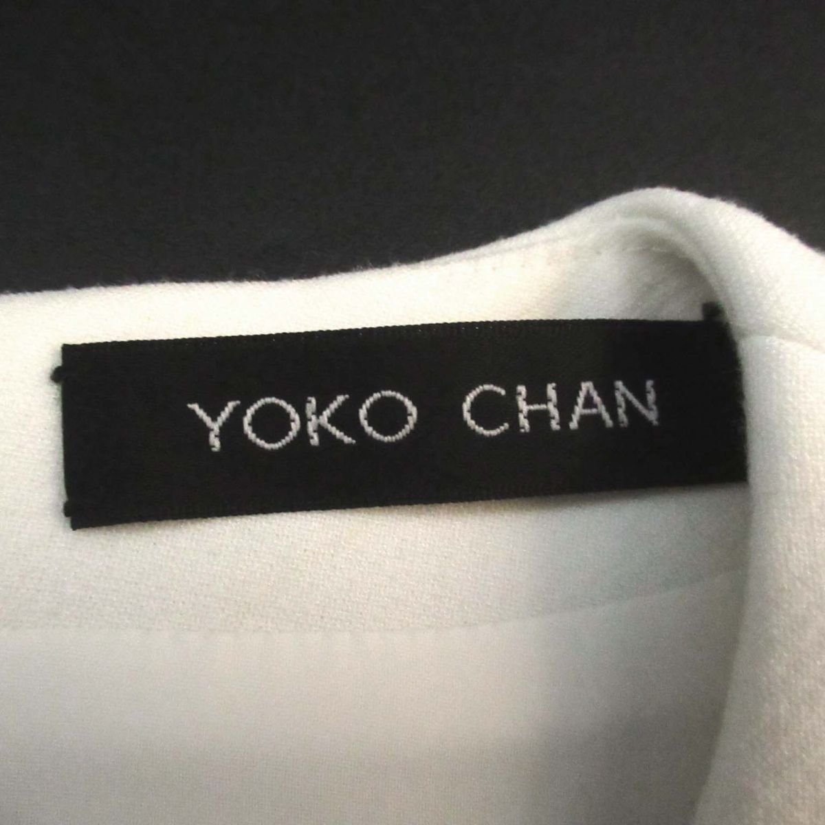 美品 YOKO CHAN ヨーコチャン 2019年モデル パール装飾 ひざ上丈 ドレス ワンピース YCD-319-481 38サイズ ホワイト_画像7