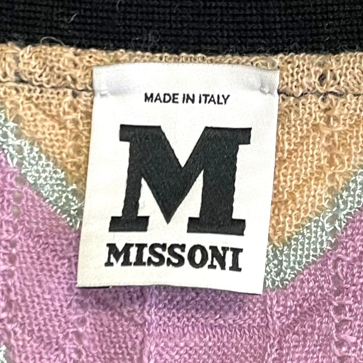 美品 MISSONI ミッソーニ シェブロンストライプ リネンブレンド 長袖 Vネック ニット カーディガン 40 マルチカラー_画像7