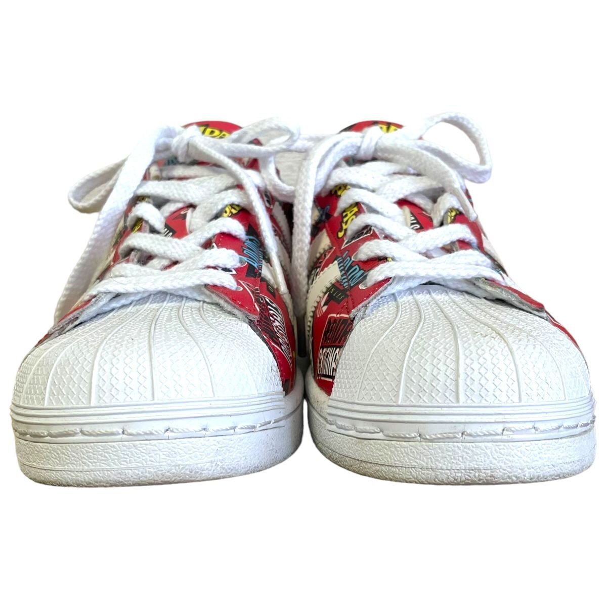 美品 adidas×NIGO アディダスオリジナルス Superstar Allover Print ローカット スニーカー S83388 24cm レッド系_画像2