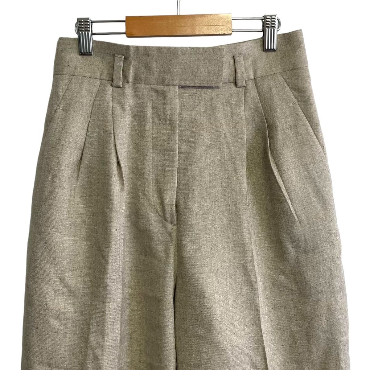 美品 22SS Mame Kurogouchi マメクロゴウチ Triacetate Half Length Suits Trousers タック ショートパンツ ショーツ 1 ベージュ_画像3