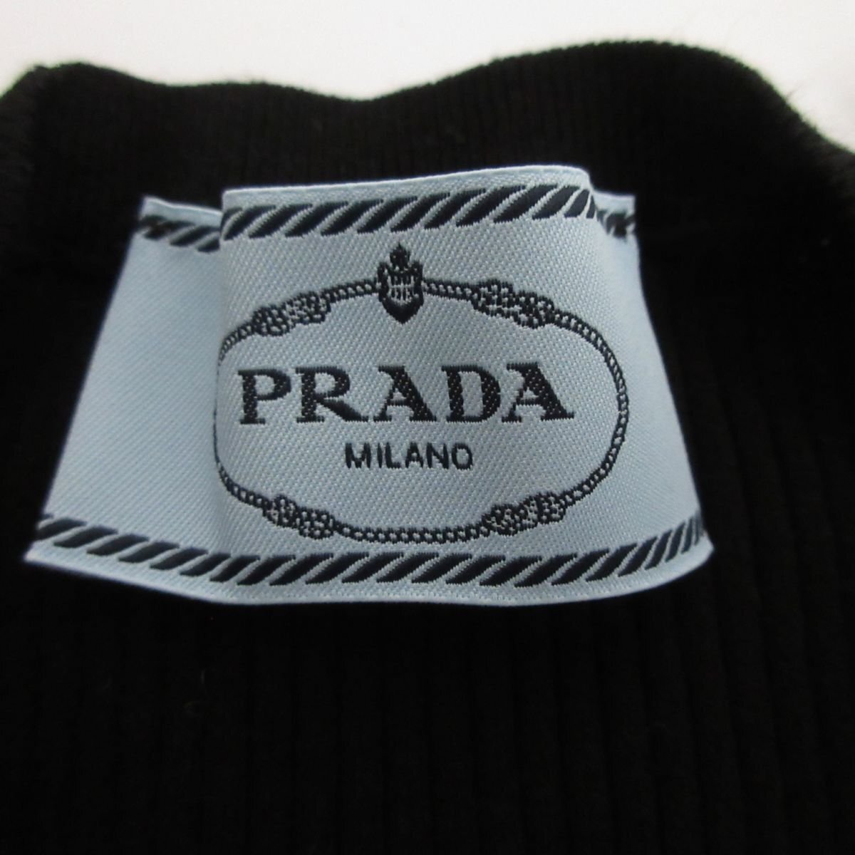 新品同様 22SS PRADA プラダ 長袖 クルーネック リブニット セーター サイズ36 ブラック_画像7