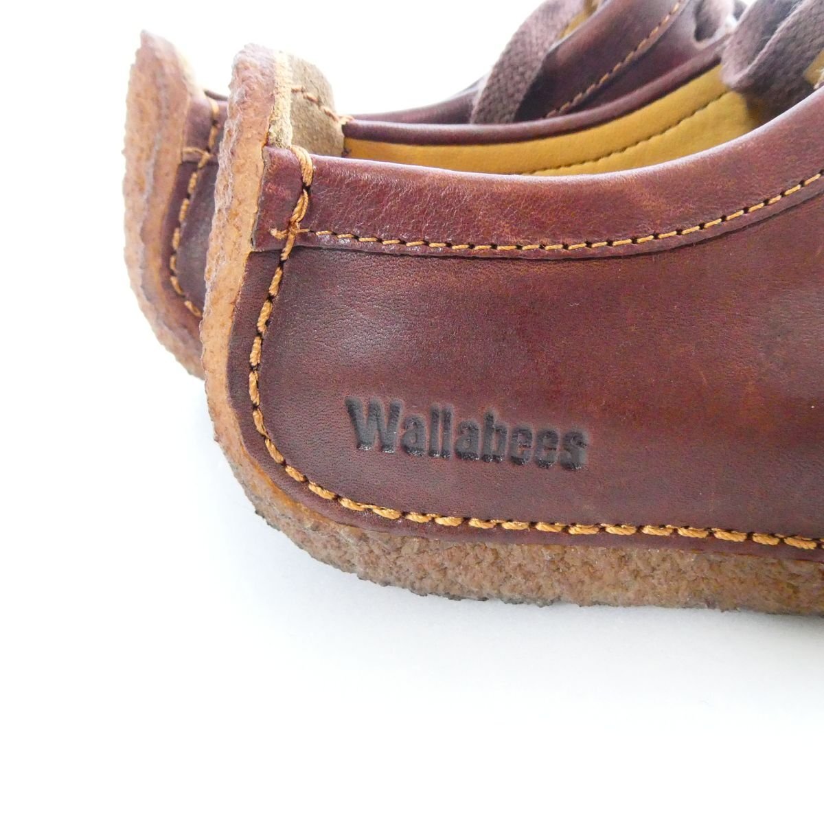 美品 Clarks Originals クラークスオリジナルズ レザー レースアップ ローカット WALLABEE ワラビー シューズ UK4D 23㎝ 赤茶 302の画像5