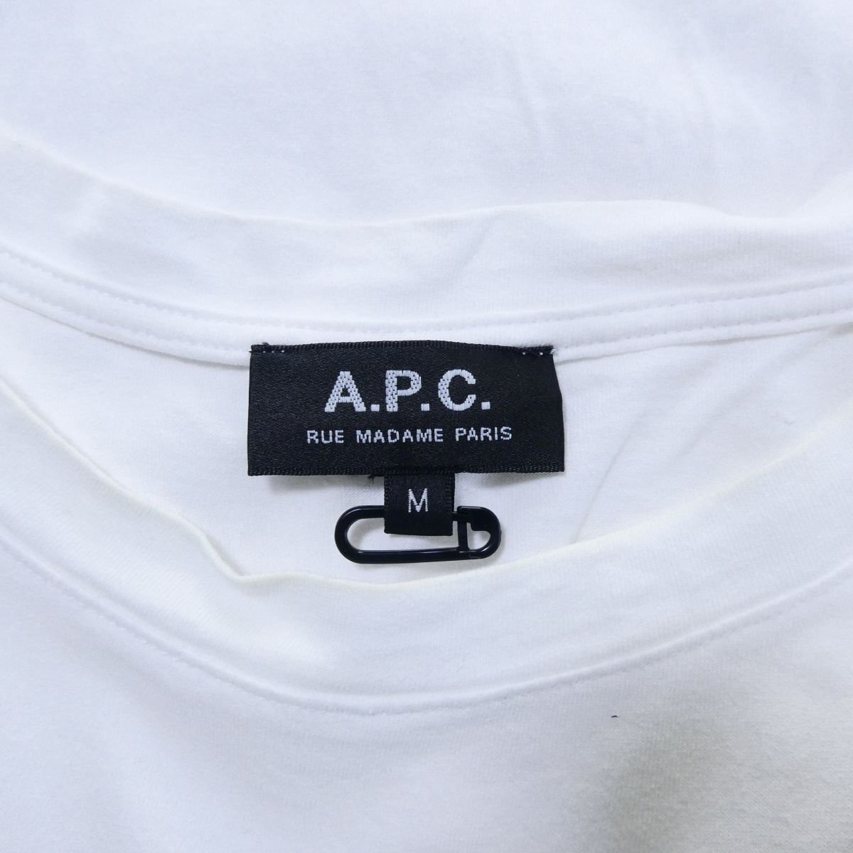 良品 23SS A.P.C. アーペーセー ロゴ刺繍 クルーネック Rue Madame Tシャツ 半袖カットソー M ホワイト 302_画像4