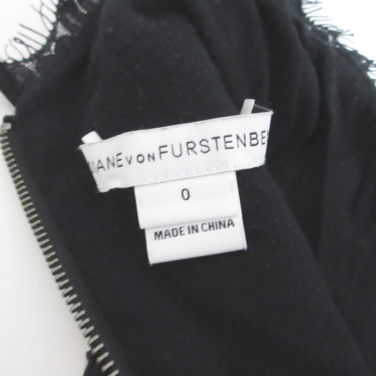 美品 DIANE VON FURSTENBERG ダイアンフォンファステンバーグ シルクブレンド 総レース 半袖 ワンピース 404-148021０ブラック ◆_画像6