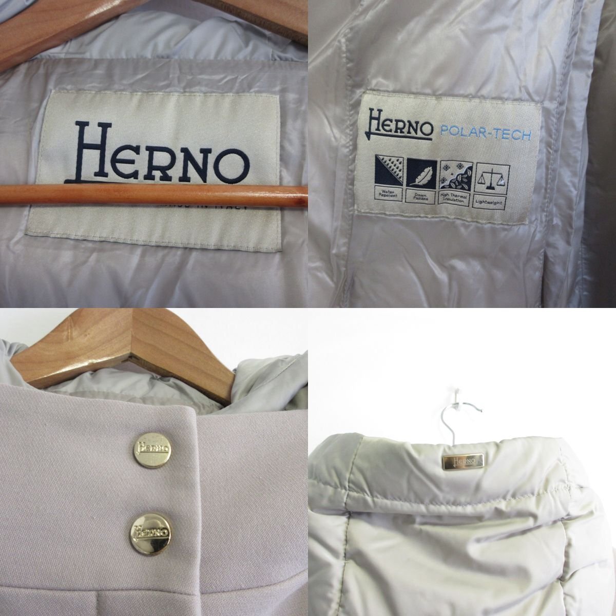 ほぼ美品 19AW HERNO ヘルノ ダブルジップ フーディー ドッキングダウンコート ダウンジャケット 40 ライトグレー ◆_画像7