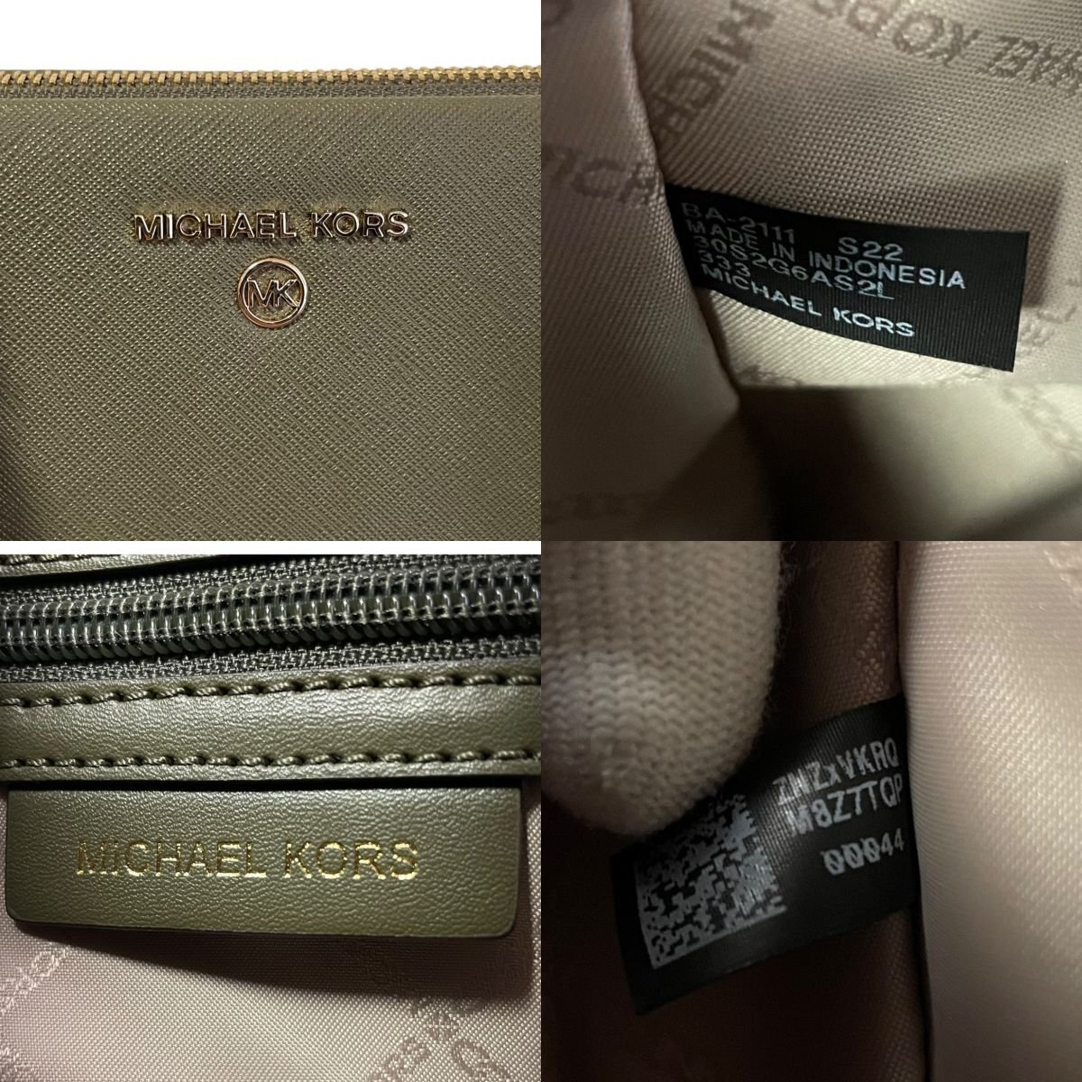 新品同様 22SS MICHAEL KORS マイケルコース MARILYN サッチェル サフィアーノレザー 2way ハンドバッグ ショルダーバッグ カーキ_画像10