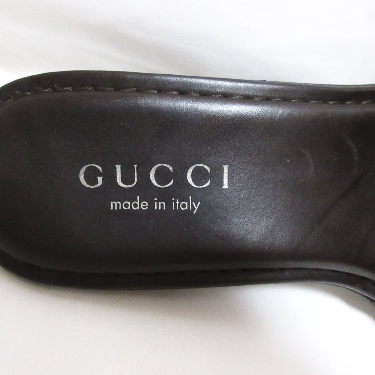 良品 GUCCI グッチ レザー ミュール サンダル サイズ37 1/2cm ベージュ×ブラウン_画像4