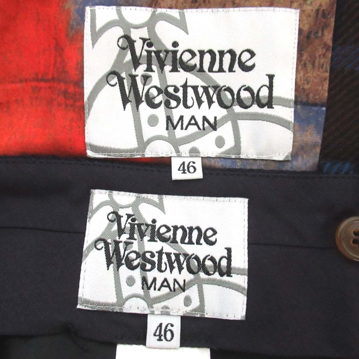 美品 Vivienne Westwood MAN ヴィヴィアンウエストウッドマン チェック柄 テーラードジャケット+スラックスパンツ スーツ セットアップ 46_画像9
