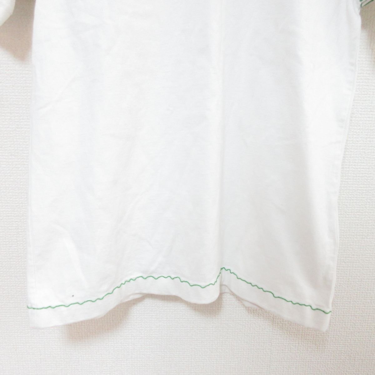 美品 BOTTEGA VENETA ボッテガヴェネタ 2021年製 オーバーロックデザイン クルーネック 半袖 Tシャツ カットソー XS ホワイト×グリーンの画像4