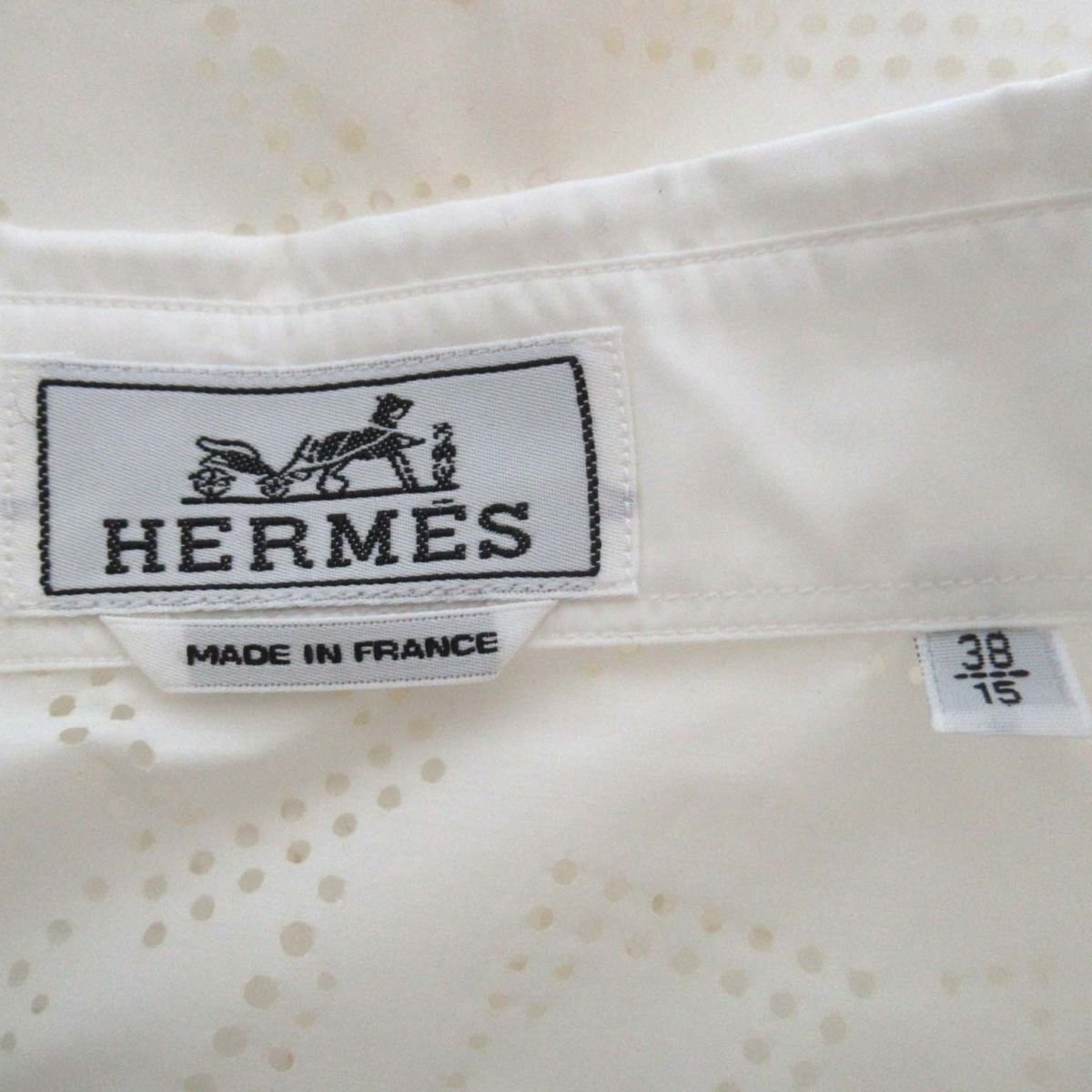 прекрасный товар 22SS HERMES Hermes перфорирование H Logo Serie кнопка длинный рукав сорочка мужской 38/15 размер белый 