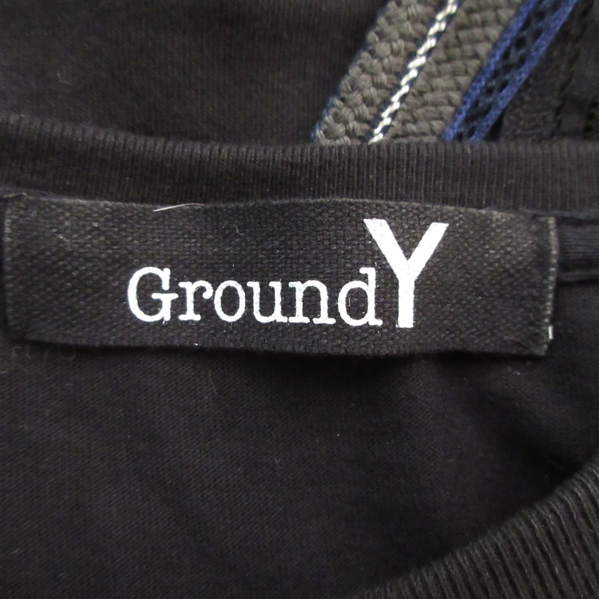 美品 GroundY グラウンドワイ ヨウジヤマモト ORIGINAL TAPE B TEE メッシュテープ 半袖 Tシャツ カットソー オーバーサイズ 4 ブラック_画像4