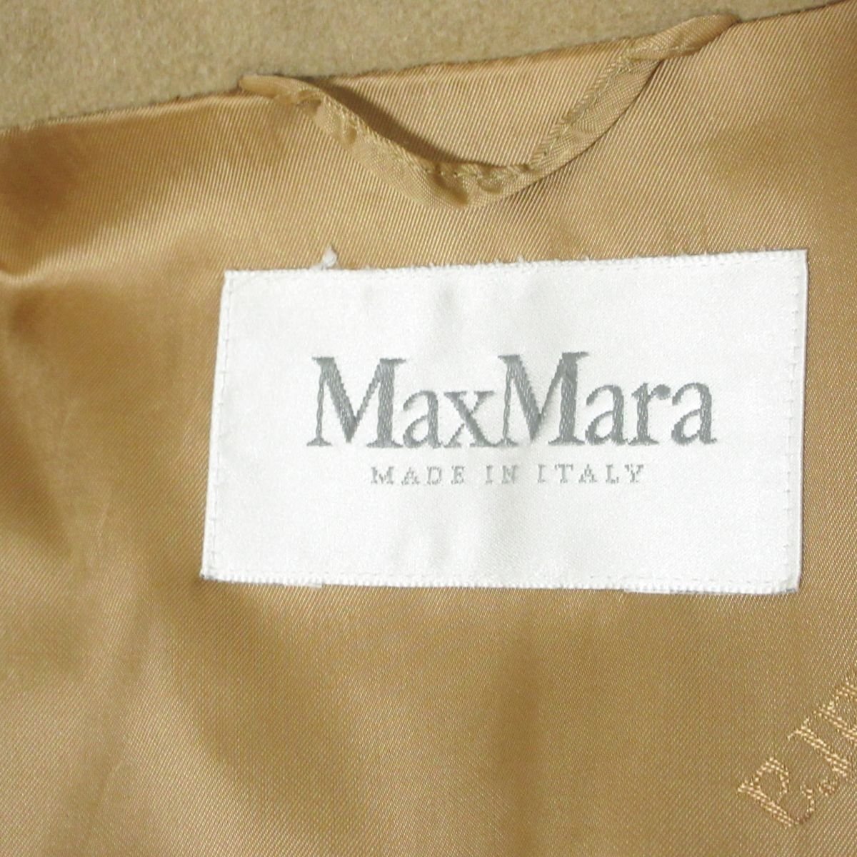 美品 Max Mara マックスマーラ カシミヤブレンド マニュエラ型 ベルベットコート 36 ベージュ 033 ◆の画像3